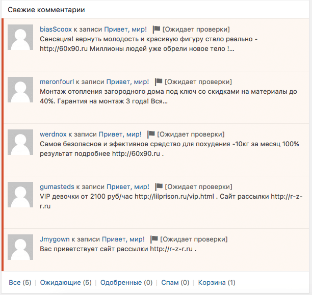 комментарии на сайте на wordpress